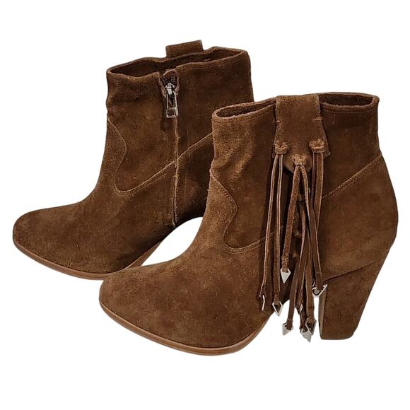 Matisse x Kate Bosworth Emma Suede Side Zip and Tassels Women's Booties size 8.5 - Picture 1 of 10
